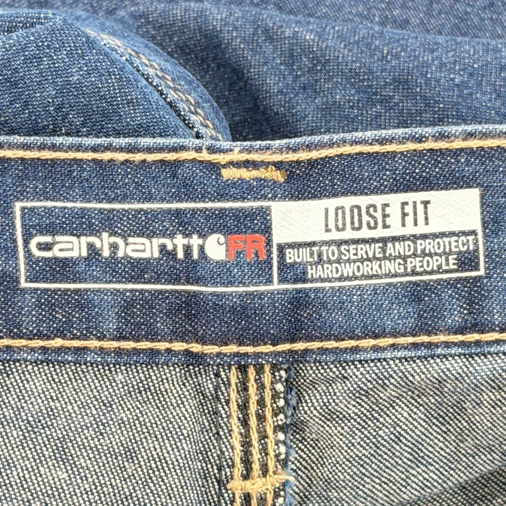 Carhartt Utility Jean Mens 50x34 Blue Flame Resistant NWT BD0013-FRM Loose Fit